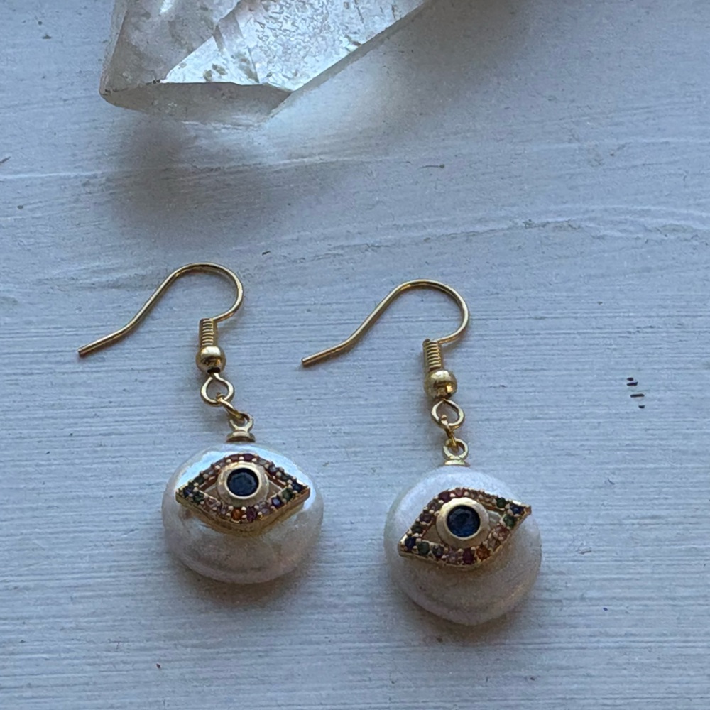 14k GP 👁️ Eye Rhinestone Earrings